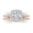 thumbnail image 2 of Clara Pucci 14K Rose/White Gold Round Cut 1Ct Synthetic Moissanite Engagement Ring + Matching Band - Luxury Box Included, 2 of 7