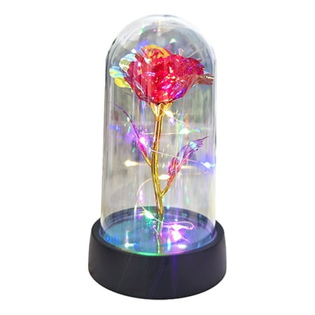 

HgalloryDelicate Rose LED Night Lights in Glass Cover Creative Ambiance Night Light for Desk Tabletop Bedside Home Decor Ornament Nightlight Gift for Mother s Day Women s Day 1PC Red