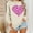 Khaki, variant on Women's Heart Print Shirt Loose Fit Pullover Crew Neck Long Sleeve Valentine's Day Print Everyday Blouse - Valentine's Day Gift for Her