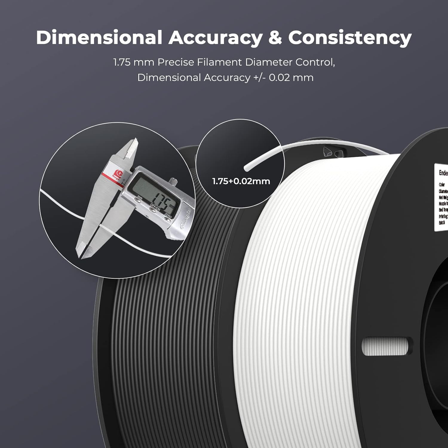 2-Pack Creality 3D Printer Filament, 1.75mm PLA Filament Bundle 2kg for 3D Printing, Ender PLA Filament No-Tangling, Strong Bonding & Overhang Performance, Accuracy +/- 0.02mm, Black & White