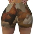 thumbnail image 2 of Haiem Oil Painting Chicken And Duck No Front Seam Biker Shorts for Women Yoga Workout Gym Bike Shorts with Tummy Control Moisture-Wicking-Large, 2 of 9