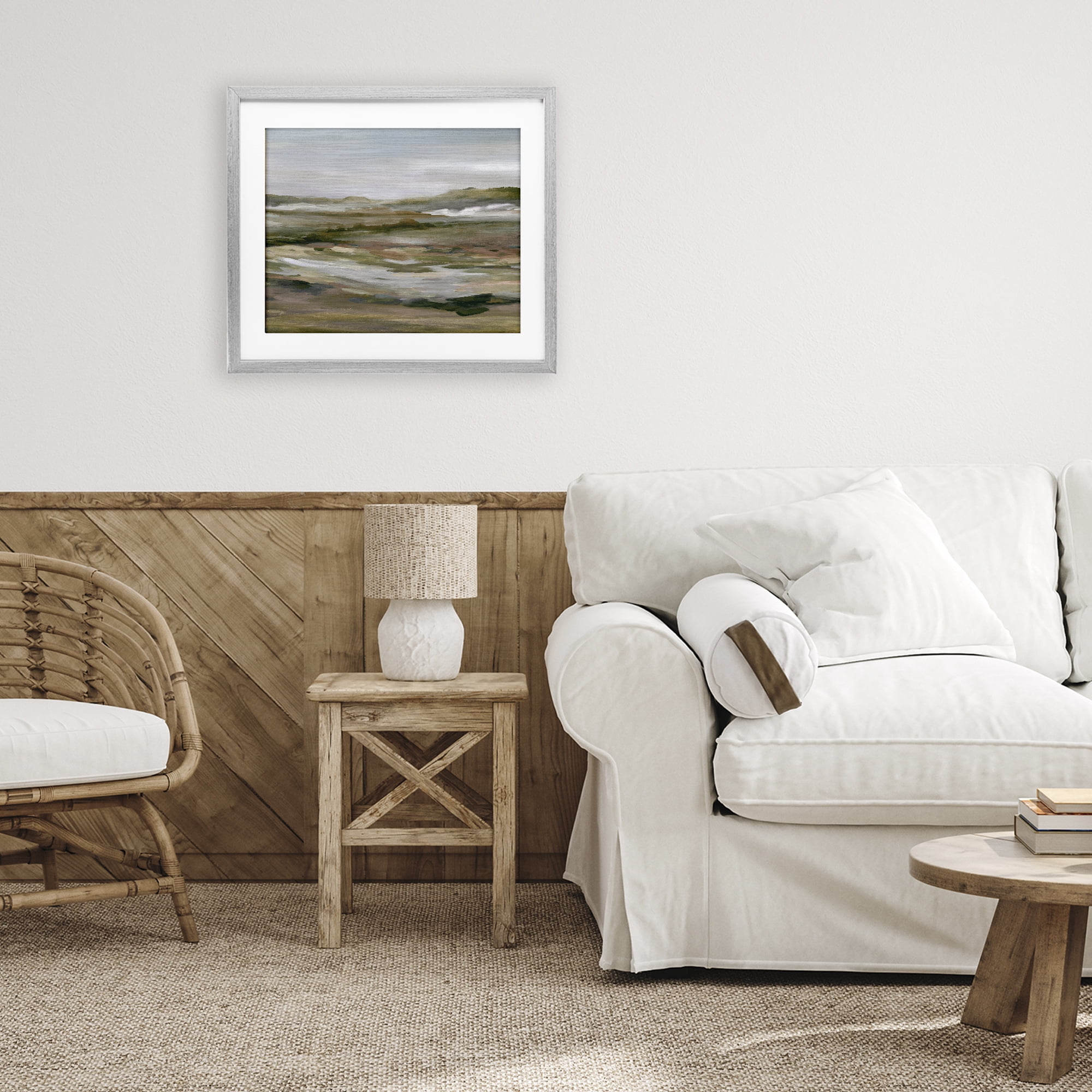 Stupell Industries Natural Meadow Abstract Horizon Gray Framed Print Under Glass, design by Carol Robinson