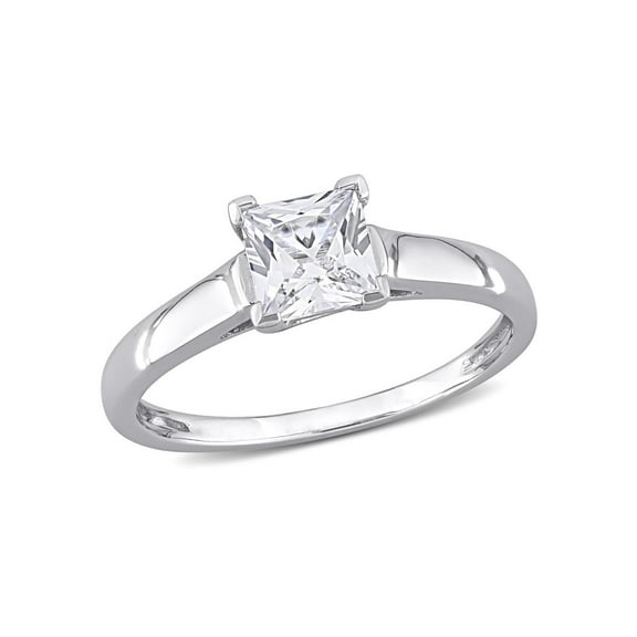 1.05 Carat (Ctw) Lab-Created White Sapphire Solitaire Ring in 10K White Gold for Women
