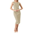 thumbnail image 2 of INSPIRE CHIC Women's Boat Neck Sleeveless Midi Formal Dress L Beige, 2 of 5