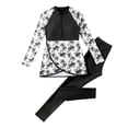 thumbnail image 3 of Swimsuit for Girls Girl's Long Sleeve Print Two Piece Swimsuits with Cover Up Pants Girls Bathing Suits Black 11-12 Years, 3 of 9
