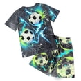 thumbnail image 6 of larppty Soccer for Boys Girls Youth Kids Football Training Uniform Sport Team Shirt and Shorts 2 Piece 2-12Years（Navy， 4-5 Years）, 6 of 6