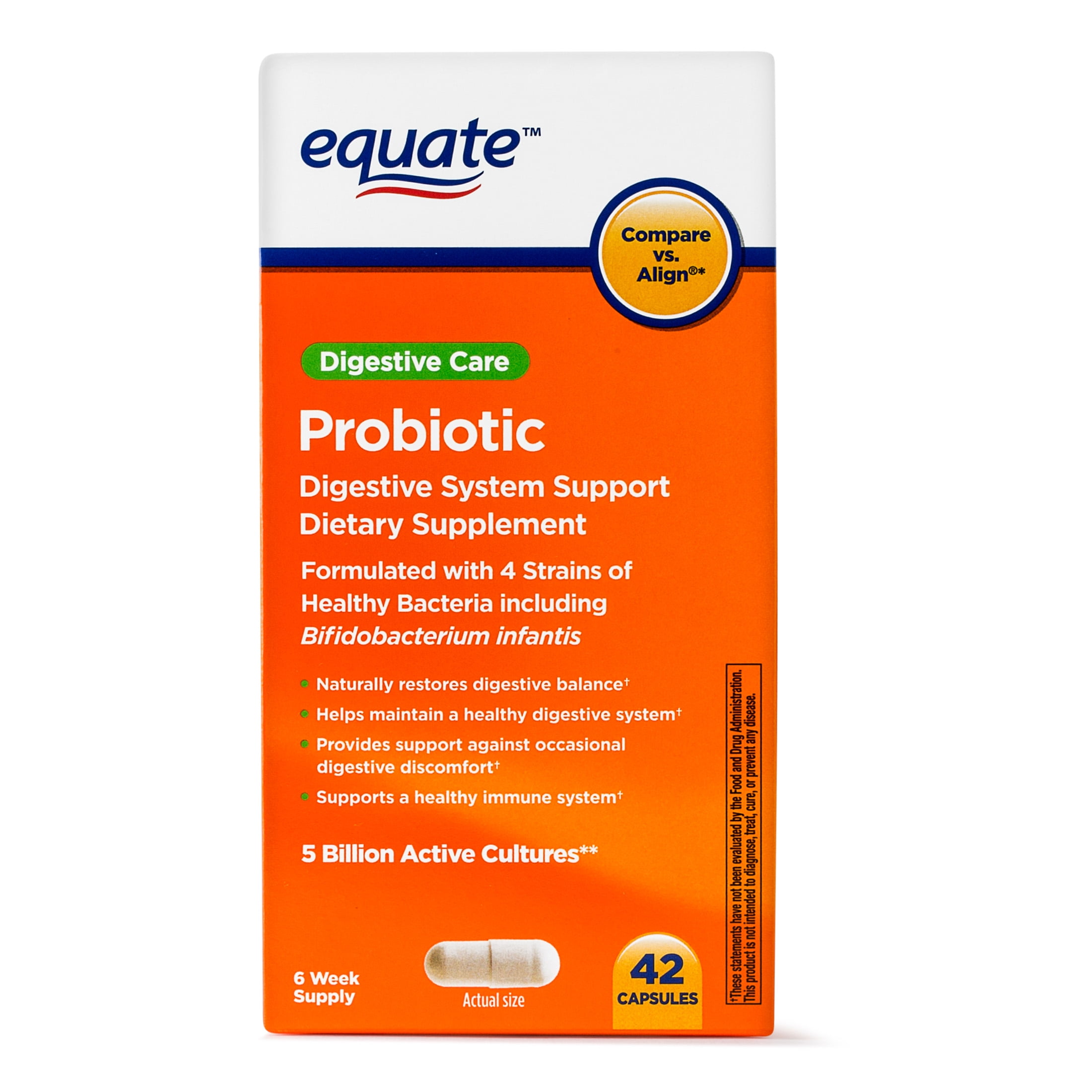 Equate Probiotic Digestive System Support Capsules, 42 Ct
