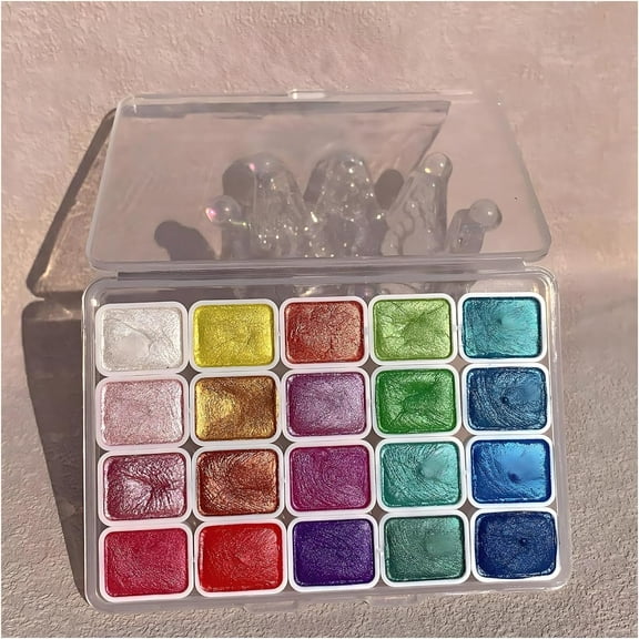 Lisilinka Metallic Glitter Watercolors, Lisilinka Metallic Watercolor Paint Set Professional,20 Colors Shimmer Metallic Watercolor Paint Set