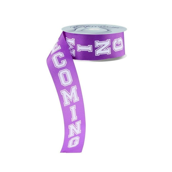 1.5" Homecoming Ribbon: Purple/White (100 Feet)