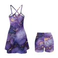 thumbnail image 3 of KEIAHUAN Purple Marble Pattern Golf Dress for Women with Pocket Moisture Wicking 2 Piece Golf Outfits Backless Tennis Dress with Shorts Spaghetti Strap Athletic Dresses Medium, 3 of 7