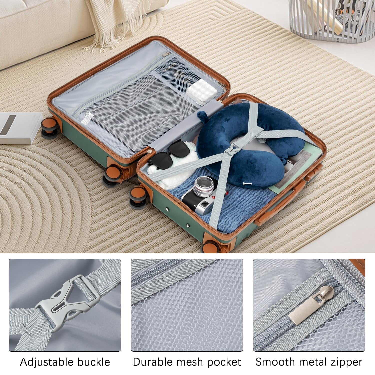 LONG VACATION Luggage Set 6 Piece Suitcase with Spinner Wheels, ABS+PC Hardshell Luggage with TSA Lock & YKK Zipper