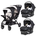 thumbnail image 1 of Baby Trend 2 Sit N' Stand Double Stroller and 2 EZ-Lift 35 Plus Car Seat Combo Set for Toddler and Infant, with 5 Point Safety Harness, Modern Khaki, 1 of 5