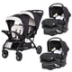 thumbnail image 1 of Baby Trend 2 Sit N' Stand Double Stroller and 2 EZ-Lift 35 Plus Car Seat Combo Set for Toddler and Infant, with 5 Point Safety Harness, Modern Khaki, 1 of 5