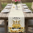 thumbnail image 4 of Gnomes Sunflowers Table Runner 120 Inches, Country Yellow Floral Bees Vintage Bed Runner Dresser Scarves Tabletop for Indoor Outdoor Parties/Ceremony/Banquet, 13"x 120", 4 of 9