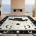 thumbnail image 2 of Design&I 6'x9' Washable Area Rug Cowboy Hat Entry Horseshoe Motif Vintage Bathroom Themed Mens for Dining Room, Under Table, Office, Snag-Free, 2 of 7