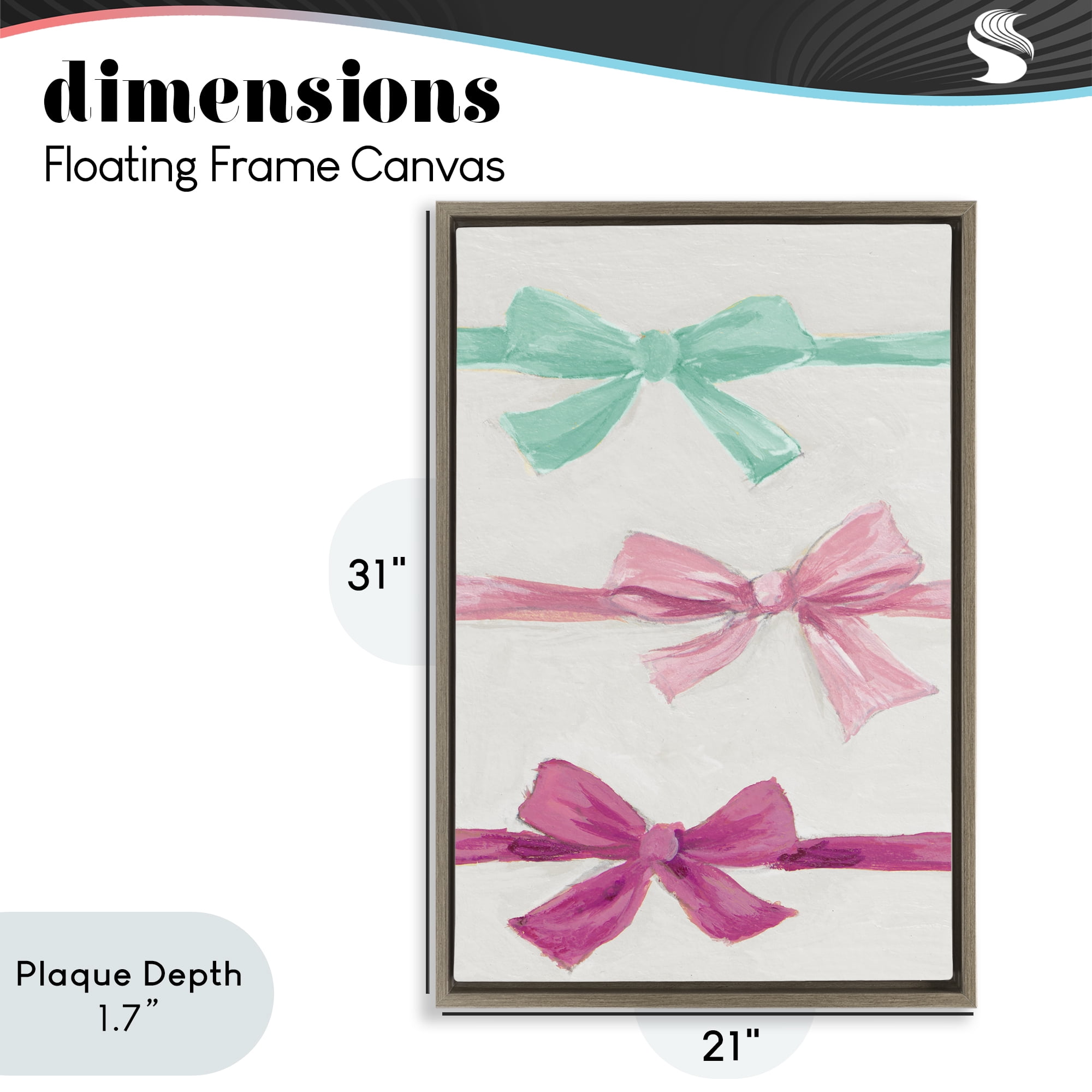 Stupell Industries Ribbon Bows Trio Brown Framed Floater Canvas Wall Art, design by Lanie Loreth