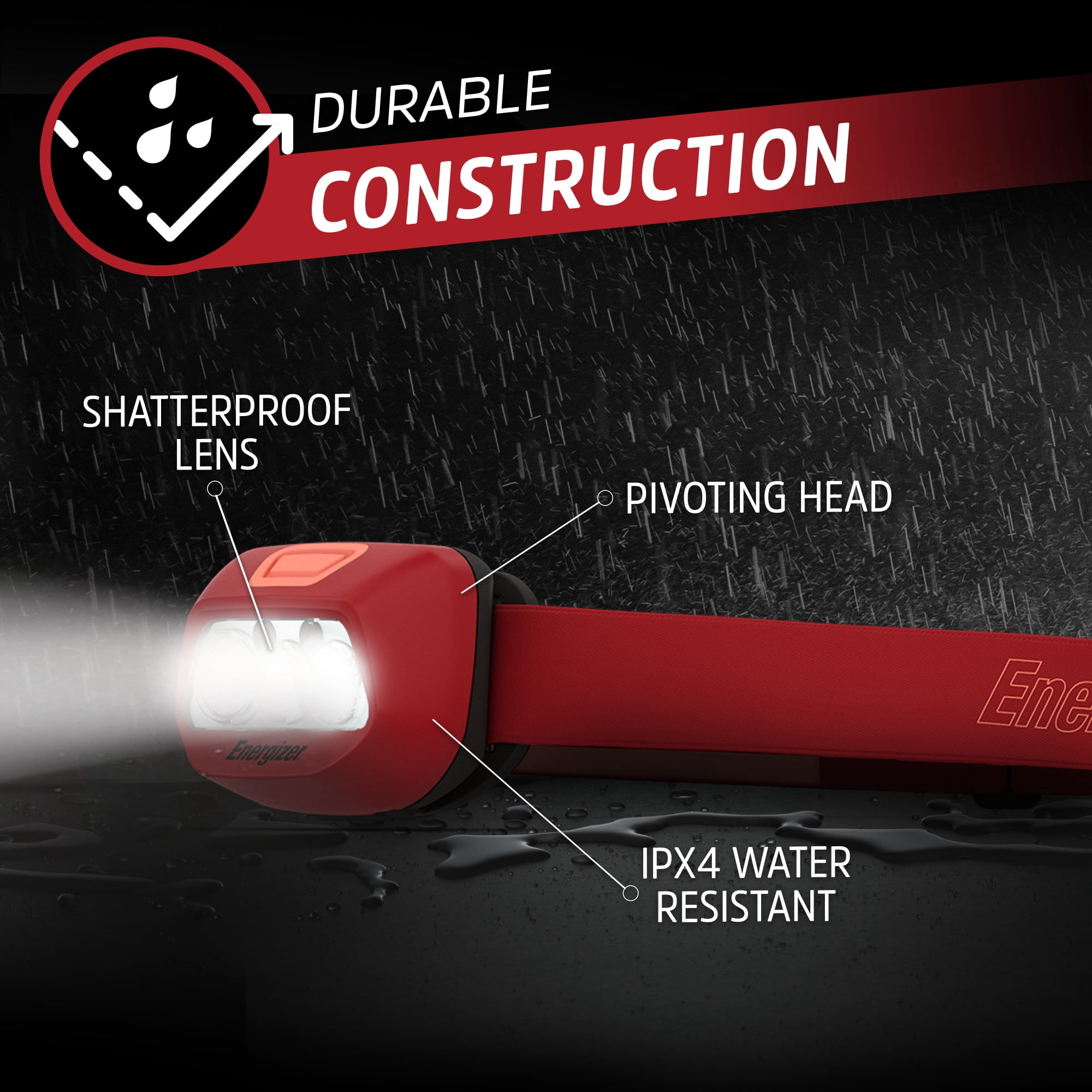 Energizer HDL20 Red LED Headlamps, Bright 325 Lumens (3 Pack), Emergency Ready, for Camping, Running, Jogging, Hiking and Hunting, 9 AAA Batteries Included