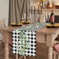 thumbnail image 6 of Green Eucalyptus Leaves Cotton Linen Table Runner for Dining Kitchen, Black White Plaid Farmhouse Watercolor Wedding Outdoor Party Tablerunners, Dresser Scarf Coffee Tablecloth Runners 13x70 Inches, 6 of 8