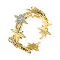 thumbnail image 1 of Geometric Shape Ring Adjustable Five-Pointed Star Ring Micro-Inlaid Novelty Ring Open Rings for Women, 1 of 1