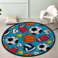 thumbnail image 3 of Coolnut Round Rugs for Living Room, Blue Background Football Basketball Game Non-Slip Coral Velvet Long Runner Rugs, Washable Water Absorbent Mat Carpet for Bedroom Kitchen Kids Room, 3 of 6