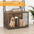 thumbnail image 3 of EastVita 42.5 Inch Dog Crate Furniture with Shelves Storage,Dog Kennel with Divider,Wooden Dog Crate End Table with Flip Top,Large Dog Cage Dog cage retro color, 3 of 7