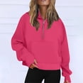 thumbnail image 2 of NOLDARES Women's Oversized Fashion Long Sleeve Quarter Zip Baggy Loose Slouchy Sweater Pullover Tops 2036 Fall Outfits(RD1,L), 2 of 6