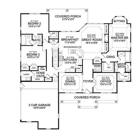 The House Designers: THD-4422 Builder-Ready Blueprints to Build a Traditional Country House Plan with Crawl Space Foundation (5 Printed Sets)