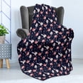thumbnail image 4 of Floral Soft Flannel Fleece Throw Blanket, Abstract Style Modernistic Pattern with Delicate and Flowers, Cozy Plush for Indoor and Outdoor Use, 50" x 70", Indigo Pale Ruby, by Ambesonne, 4 of 5