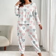 thumbnail image 5 of Tnhcen 2 Pieces Plus Size Women’s Cozy Printed Long Sleeve Pajamas Set Button-Up Top Elastic Waist Pants Pjs Home Clothes Set XL-5XL, 5 of 6
