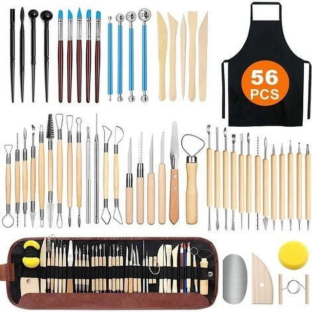 Herramientas de cerámica para principiantes y artistas, ideales para modelar, estampar, cerámica y manualidades. Kit de 56 piezas para esculpir arcilla