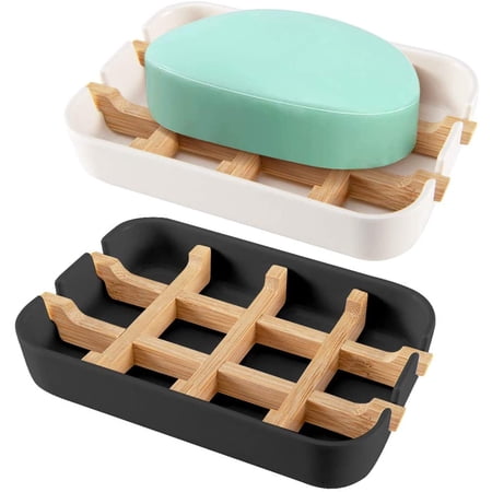 Soap Dishes, Wooden Soap Holder, Natural Bamboo Fiber Soap Holder, Keep ...