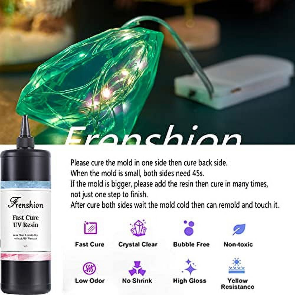 1KG Lastest Uv Hard Resin,45S Fastest Curing,Ultraviolet Solar No Yellewing High Transparency Resin +5 Type of Silicone Resin Tool Cup Stick for Jewelry Making Casting & Coating,Craft DIY