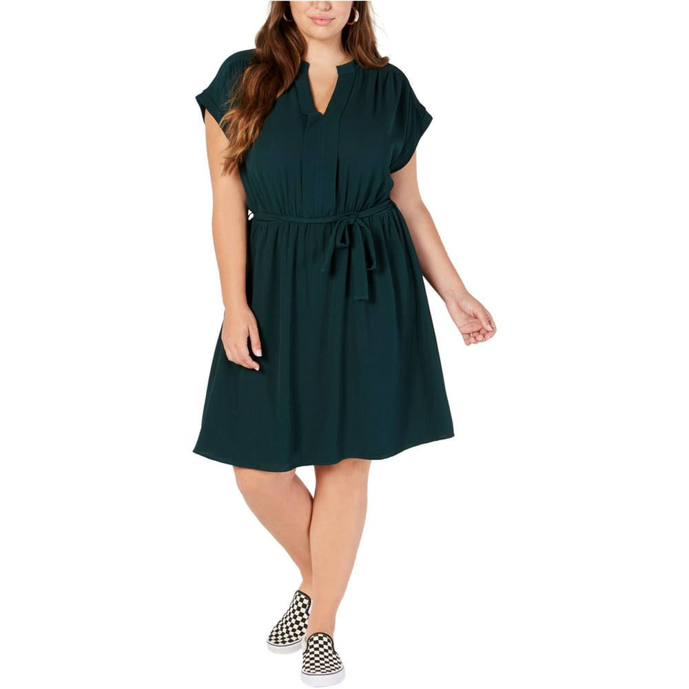 Monteau - Monteau Womens Belt A-line Dress, Green, 3X - Walmart.com ...