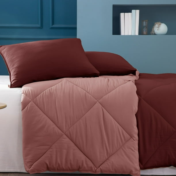 Fall Bedding Cozy Soft Reversible Luxury Down Alternative Comforter Set  Beige-Rose Great For Fall Season – Kasentex
