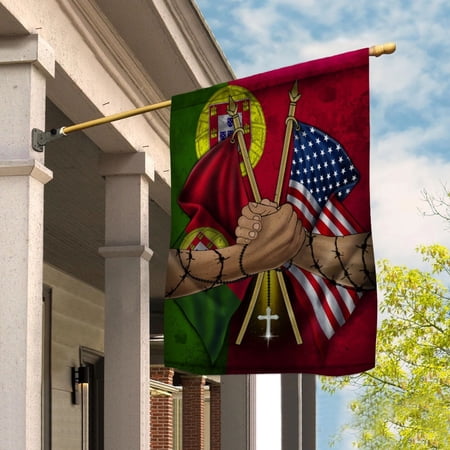 USA Portugal Friendship Patriotic Portuguese House Flag, Double-Sided Outdoor Yard Decor 29.5 x 39.5 Inch
