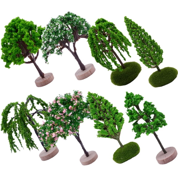 BESTOYARD Artificial Tree Model Green Wood-Plastic Lifelike Details for Decoration 8Pcs