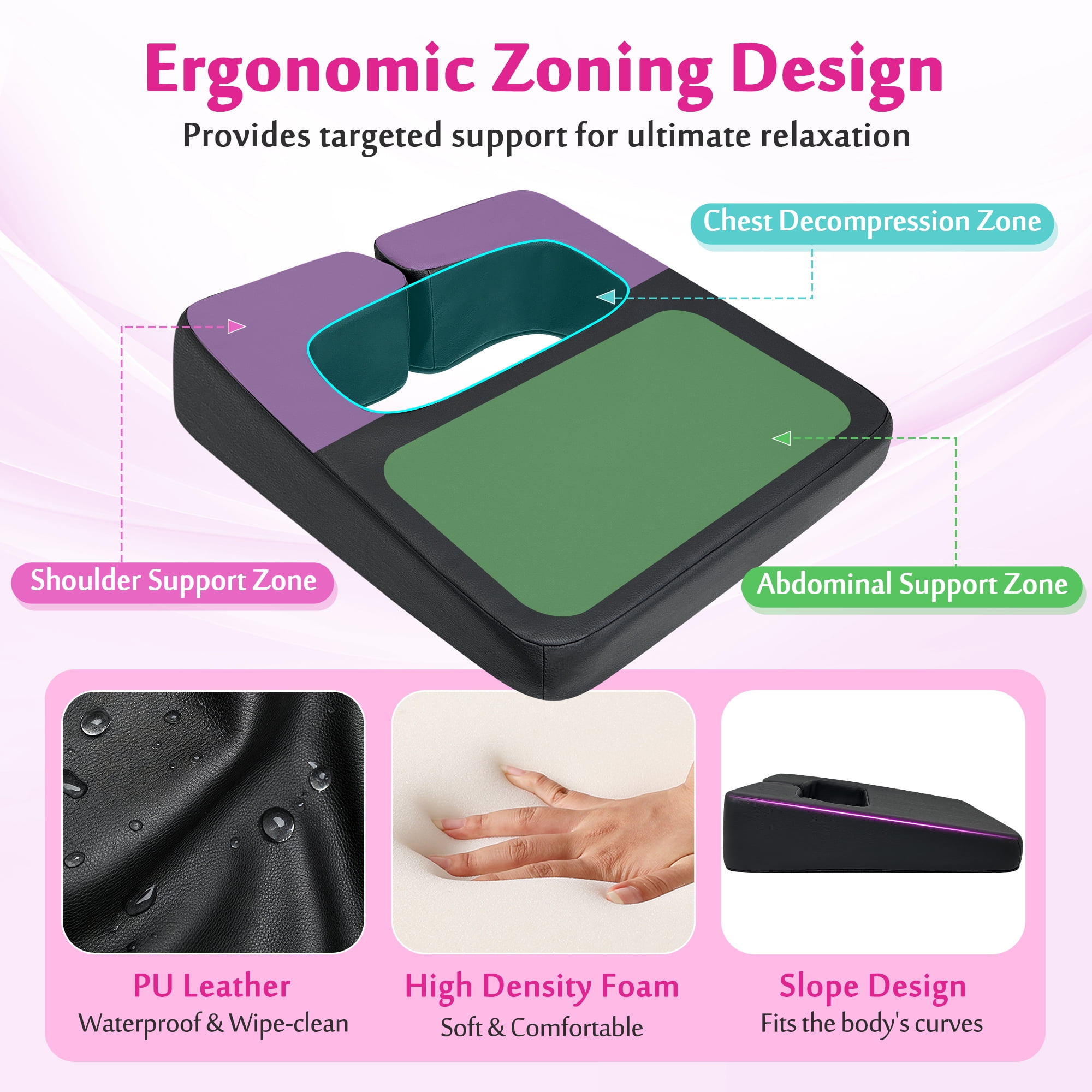 Comfortable Massage Pillow for SPA and Stomach Sleeping, Prone Position Support Pillow, Body Pillow for Women’s Chest and Breast Area, Post-Surgery Recovery Pillow