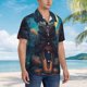 thumbnail image 3 of Balery Starry Sky Moon Wolf Leader Camisas hawaianas de manga corta para hombre, camisas playeras de corte holgado, camisas de vacaciones con botones,3X-Large, 3 of 7