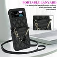 thumbnail image 6 of Compatible with Samsung Flip 4 Case with Strap Premium PU Leather Crossbody Lanyard Credit Card Holder Pocket Non-Slip Shockproof Protective Cover for Galaxy Z Flip 4 5G, Black, 6 of 7