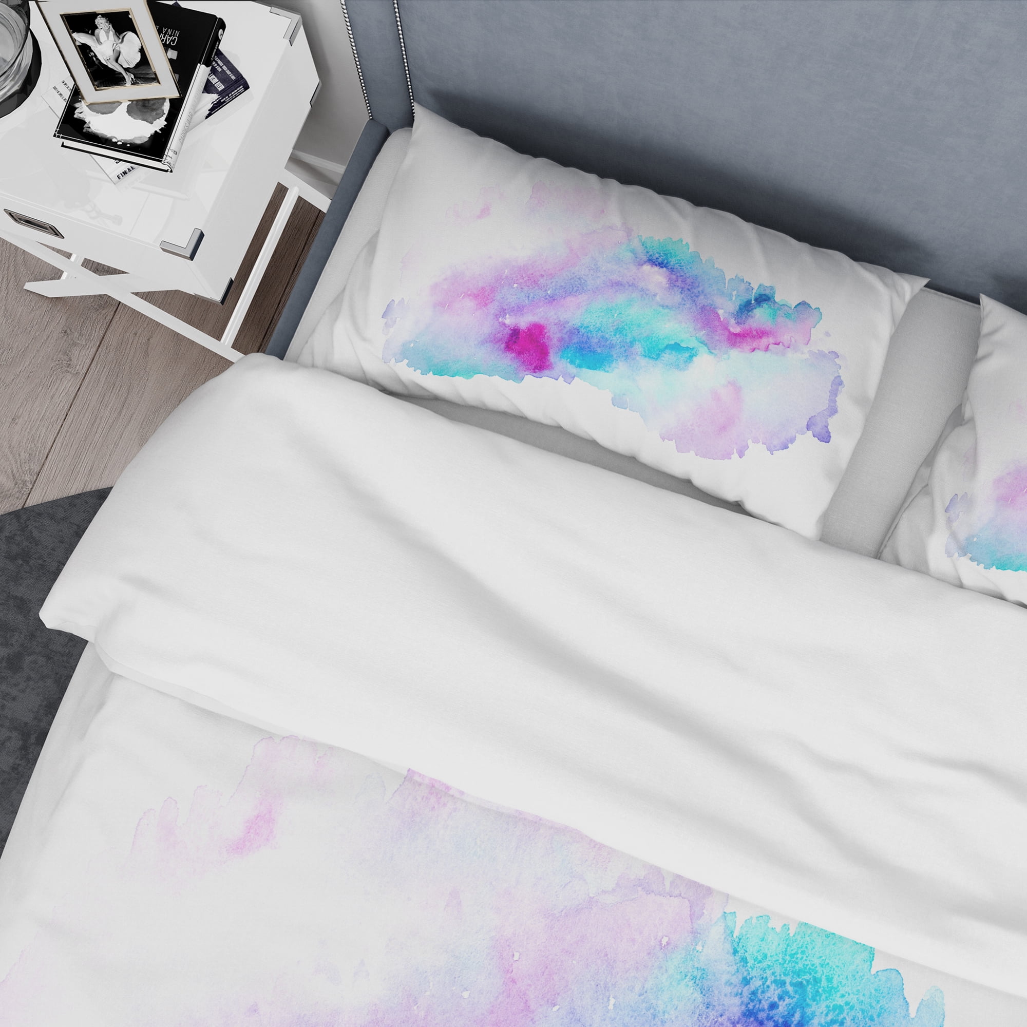 Designart 'Pink and Cyan Composition' Mid-Century Modern Duvet Cover Set