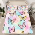 thumbnail image 2 of Homewish Colorful Cute Butterfly Queen Sheet Sets,Watercolor Tie Dye Flat Sheet,Rainbow Ombre Queen Fitted Sheet For Girls Teens,Luxury Bedroom Decor,4pcs, 2 of 7