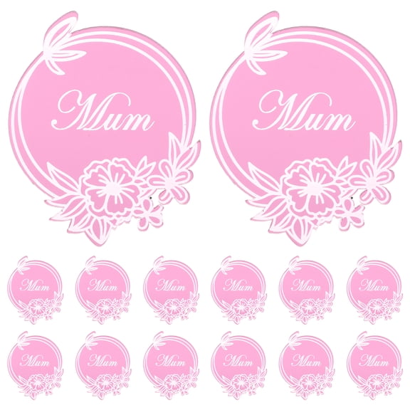 WEUVEB Mother's Day Acrylic Cake Toppers with Rosy Floral Design, 20-Piece Set for Cake Decoration and Party Supplies