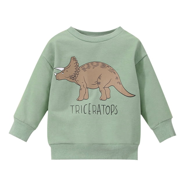 Gibobby Sudadera para niños y niñas pequeñas, prendas de vestir, estampados de dinosaurios verdes para ropa de bebés(Verde, 6-12 Meses)