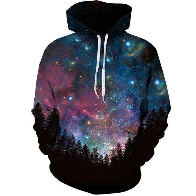 Galaxy Chandail à Capuchon Motif Personnalisé Coloré 3D Imprimé Chandail à Capuchon Hommes Tops de Sport de Rue Hip-hop Pull Chandails en Molleton à Capuche Homme