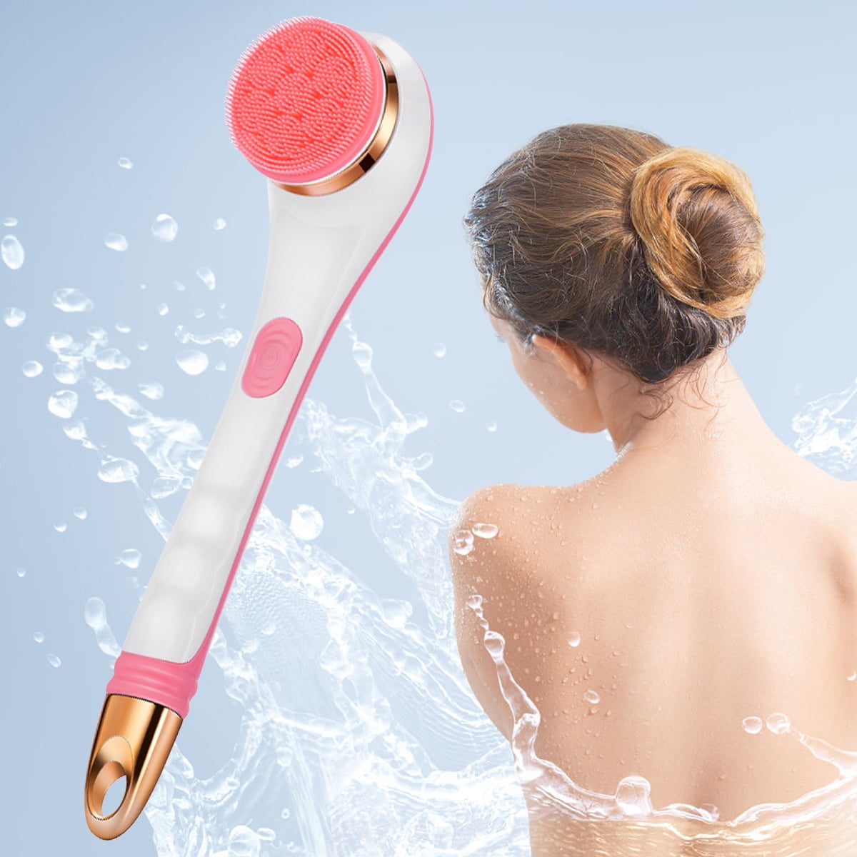 Electric Bath Brush, Rechargeable Electric Body Bath Brush Long Handle With  Removable Silicone Soft Brush Heads Electric Spin Scrubber For Shower Exf