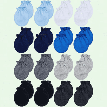 16 Pairs Newborn Cotton Mittens, Soft Unisex Gloves for Baby Boys and Girls 0-6 Months