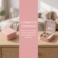 thumbnail image 5 of REGALWOVEN Travel Accessory Box with Mirror, Mini Portable PU Leather Accessory Organizer Case Storage for Girls Nude Pink, 5 of 5