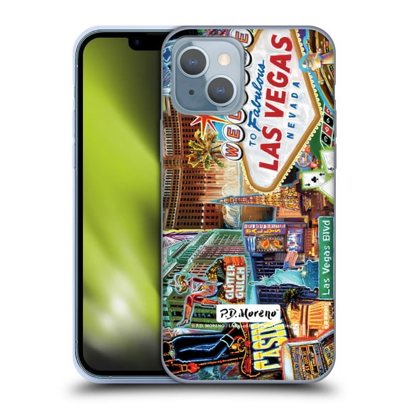 Head Case Designs Officially Licensed P.D. Moreno Cities Las Vegas 1 Soft Gel Case Compatible with Apple iPhone 14