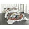 thumbnail image 3 of Ambesonne Dragon Quilted Bedspread Set 3 Pcs, Chinese Zodiac Signs, Queen Size, Multicolor, 3 of 5