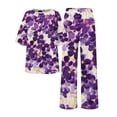 thumbnail image 5 of BWASD Womens Summer Pajama Sets 2 Piecee Plus Size Soft Floral Print Shorts Sleeve Top and Pant Breathable Sleepwear Summer Fashion Leisure Loungewear (S), 5 of 6